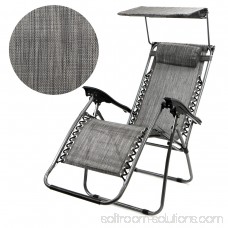 BARTON Zero Gravity Chair Patio Chair Folding Lounge with Canopy Shade & Cup Holder Outdoor Yard Beach New - Gray